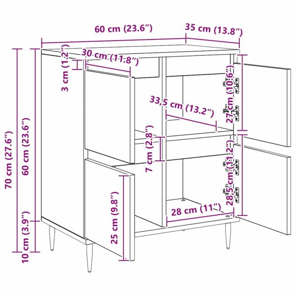 Служебен шкаф Черния дъб 60 x 35 x 70 cm