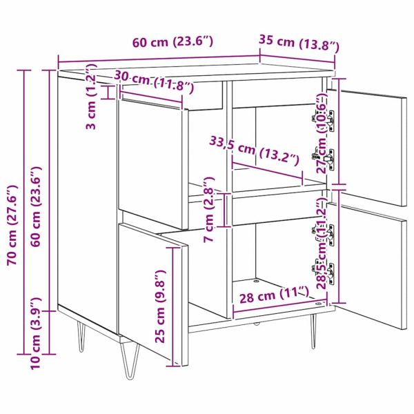 Служебен шкаф Дъб 60 x 35 x 70 cm