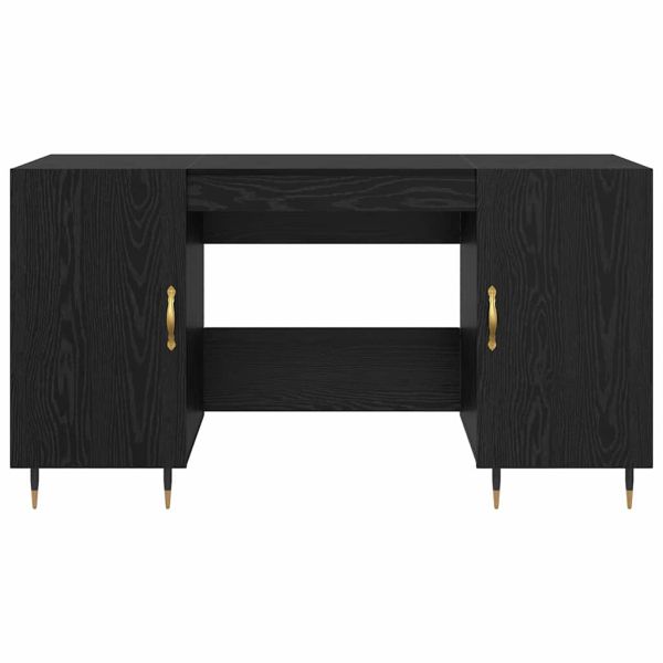 Бюро с рафт с врата Черен дъб 140 x 50 x 75 см Инженерно дърво