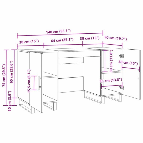 Бюро с рафт Старо дърво 140 x 50 x 75 см Инженерно дърво