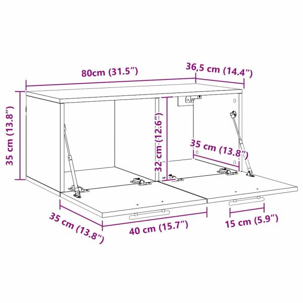 Стенен шкаф Старо дърво 80 x 36.5 x 35 cm Инженерно дърво