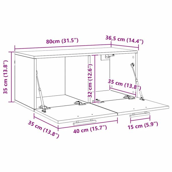 Стенен шкаф Старо дърво 80 x 36.5 x 35 cm Инженерно дърво