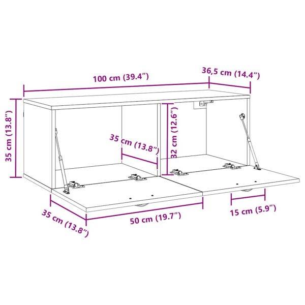 Стенно шкафче Дъб 100 x 36,5 x 35 cm Инженерно дърво