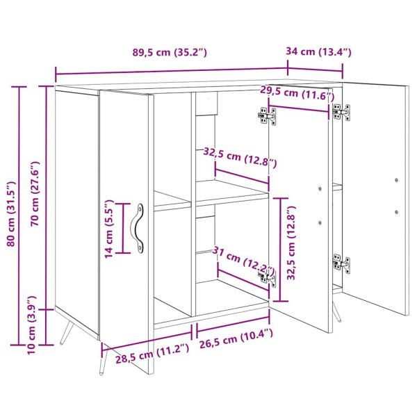Служебен шкаф Дъб 89,5 x 34 x 80 см Инженерно дърво