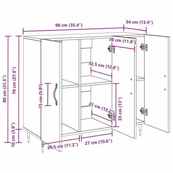 Служебен шкаф Дъб 90 x 34 x 80 см Инженерно дърво