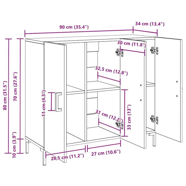 Служебен шкаф Черния дъб 90 x 34 x 80 см Инженерно дърво