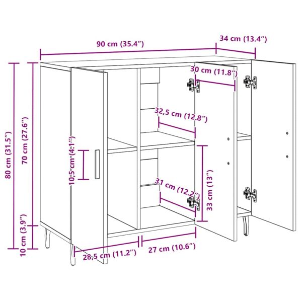 Служебен шкаф Дъб 90 x 34 x 80 см Инженерно дърво