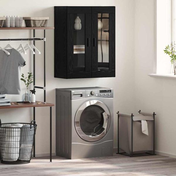 Стенен шкаф Черно 69,5 x 34 x 90 см Инженерно дърво