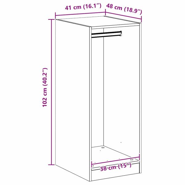 Гардероб с рафт със съхранение Черния дъб 41 x 48 x 102 см