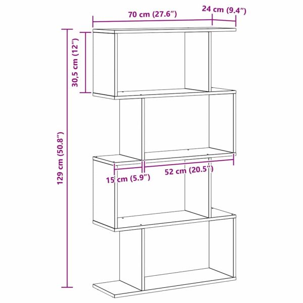 Шкаф за книги Черния дъб 70 x 24 x 129 см Инженерно дърво