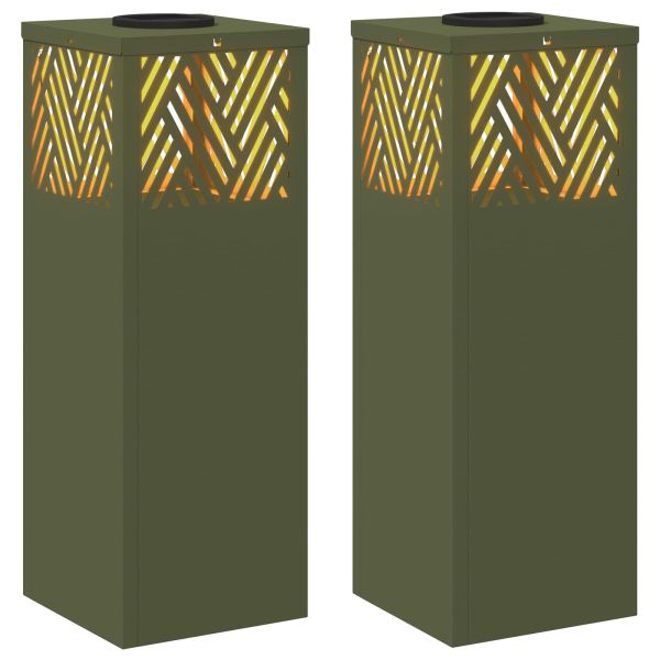 Соларна LED светлина за пътека 2 pcs Маслинено зелено