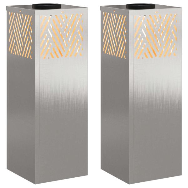 Соларна LED светлина за пътека 2 pcs Сребрист