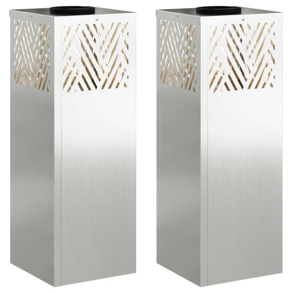 Соларна LED светлина за пътека 2 pcs Сребрист Галванизирана