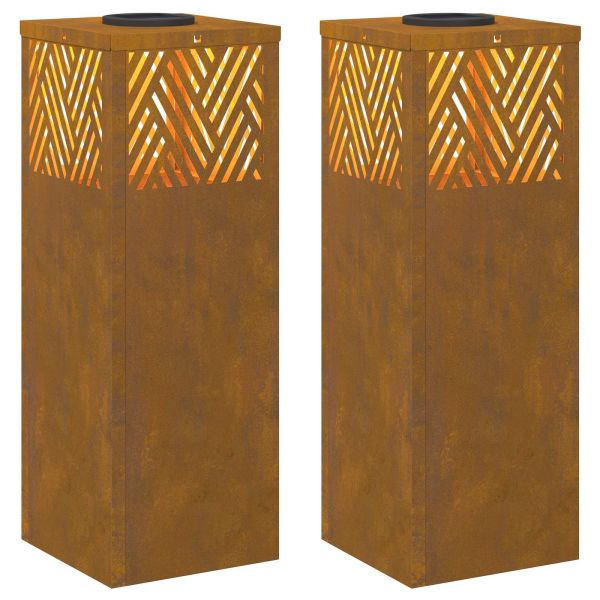 Соларна LED светлина за пътека 2 pcs Бронзов Патинираща стомана