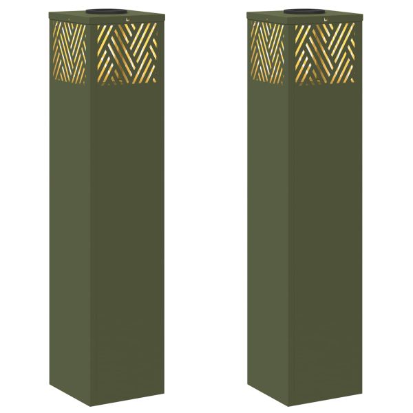 Соларна LED светлина за пътека 2 pcs Маслинено зелено