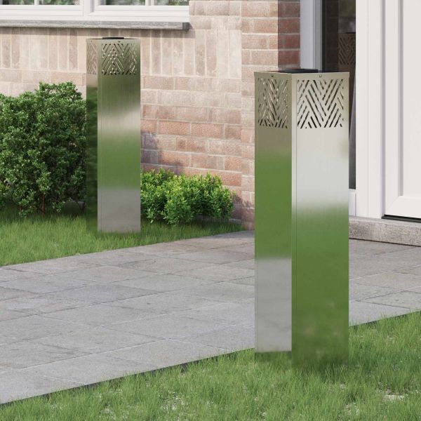 Соларна LED светлина за пътека 2 pcs Сребрист Галванизирана