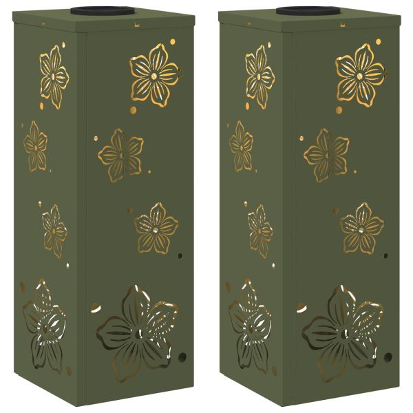 Соларна LED светлина за пътека 2 pcs Маслинено зелено