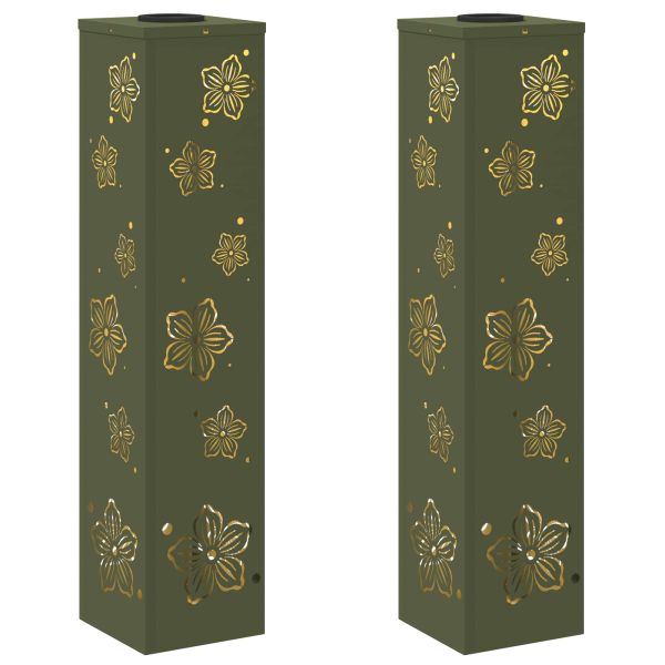 Соларна LED светлина за пътека 2 pcs Маслинено зелено