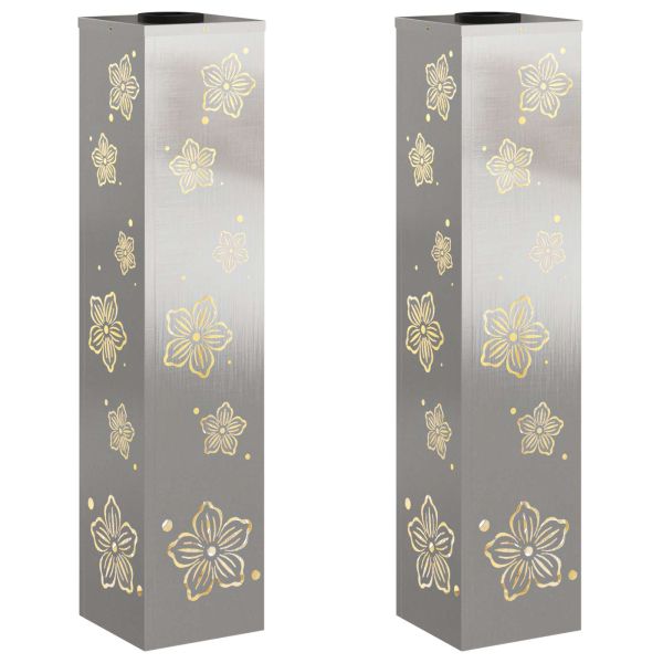 Соларна LED светлина за пътека 2 pcs Сребрист