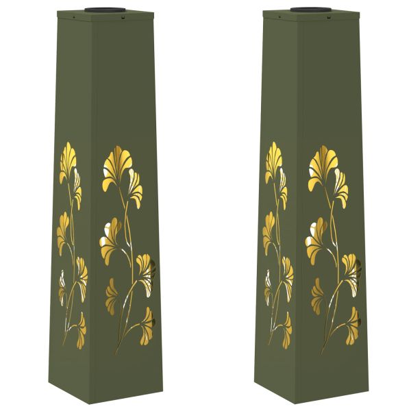 Соларна LED светлина за пътека 2 pcs Маслинено зелено