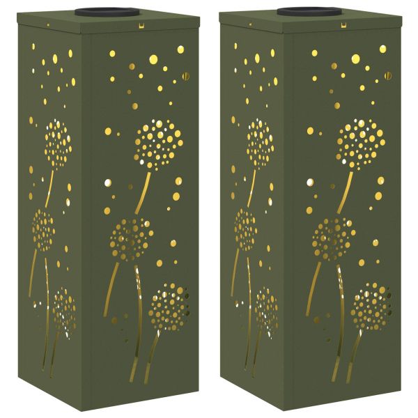 Соларна LED светлина за пътека 2 pcs Маслинено зелено