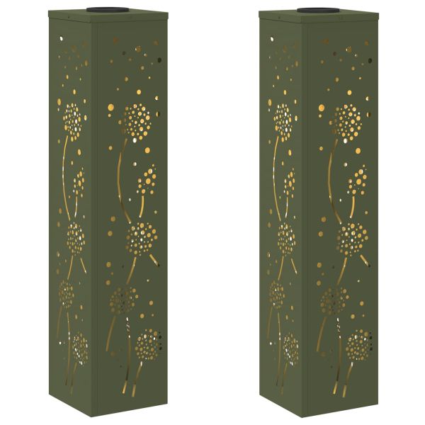 Соларна LED светлина за пътека 2 pcs Маслинено зелено