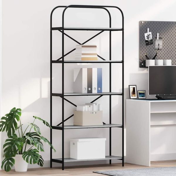 Рафт за книги Сив Сонома 80 x 30 x 183 см Инженерно дърво