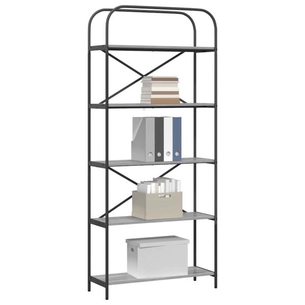 Рафт за книги Сив Сонома 80 x 30 x 183 см Инженерно дърво