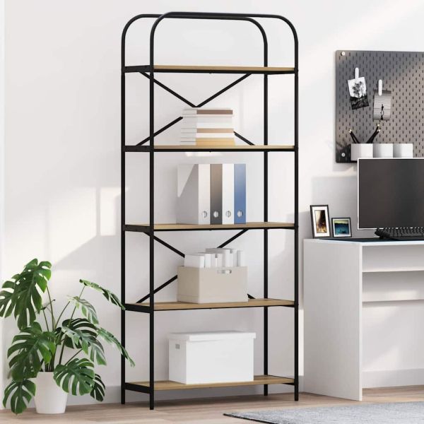 Рафт за книги Дъб 80 x 30 x 183 см Инженерно дърво