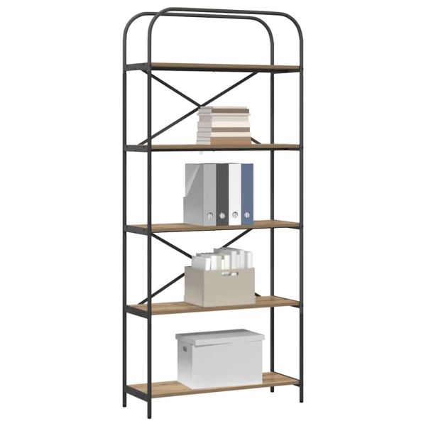 Рафт за книги Дъб 80 x 30 x 183 см Инженерно дърво