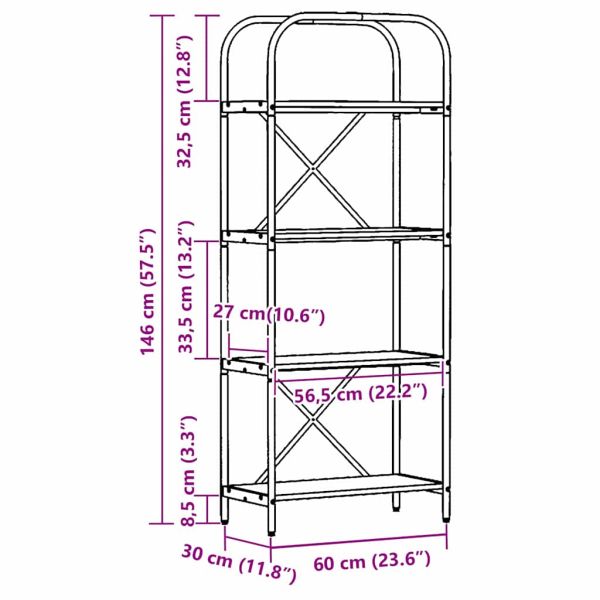 Рафт за книги Сонома дъб 60 x 30 x 146 см Инженерно дърво