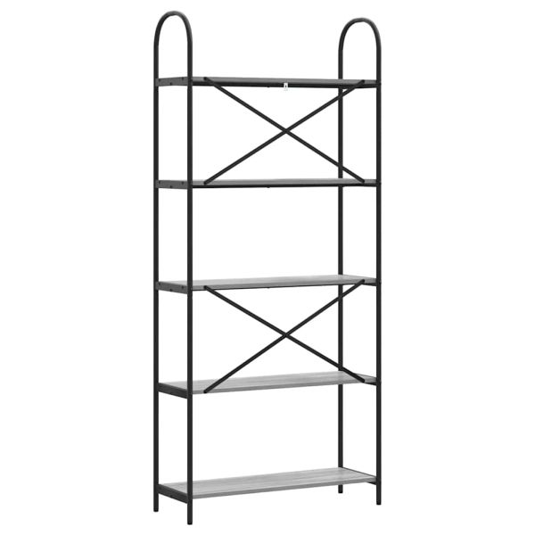 Рафт за книги Сив Сонома 80 x 30 x 183 см Инженерно дърво