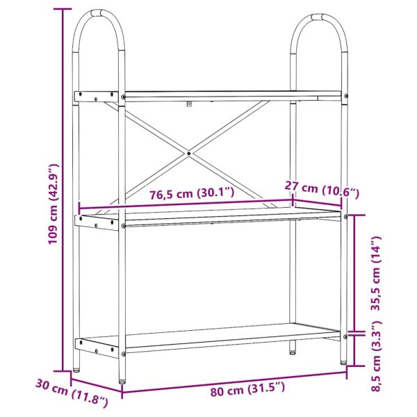 Рафт за книги Дъб 80 x 30 x 109 см Инженерно дърво