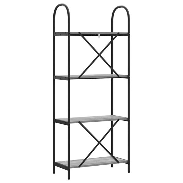 Рафт за книги Сив Сонома 60 x 30 x 146 см Инженерно дърво