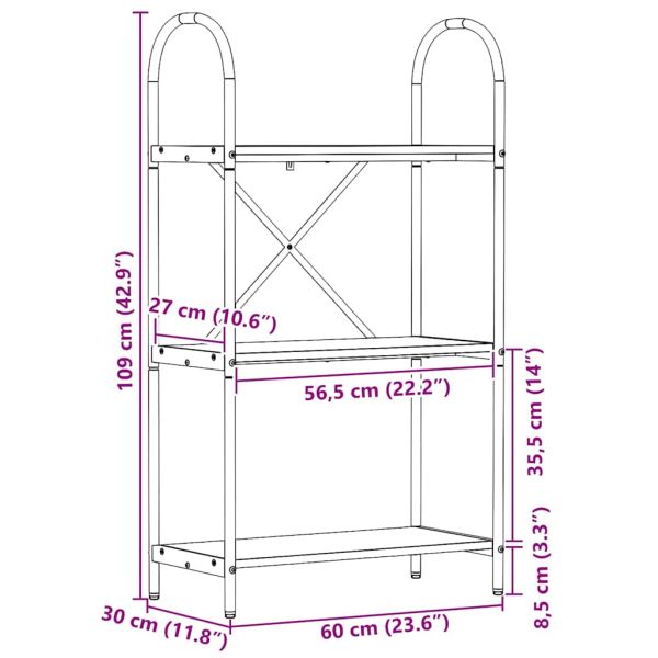 Рафт за книги Димян дъб 60 x 30 x 109 см Инженерно дърво