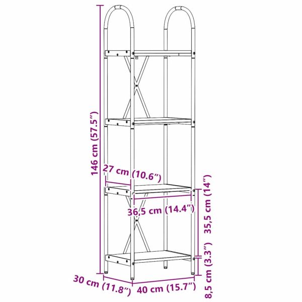 Рафт за книги Черния дъб 40 x 30 x 146 см Инженерно дърво