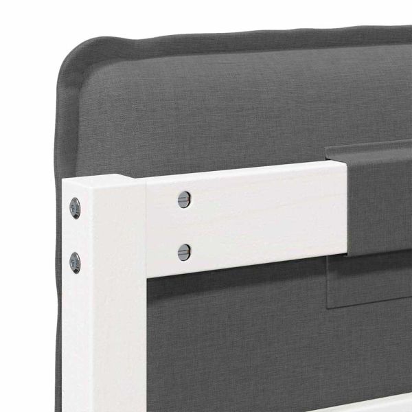 Тапицирана табла Бяло и светло сиво 135 cm Солидно борово дърво