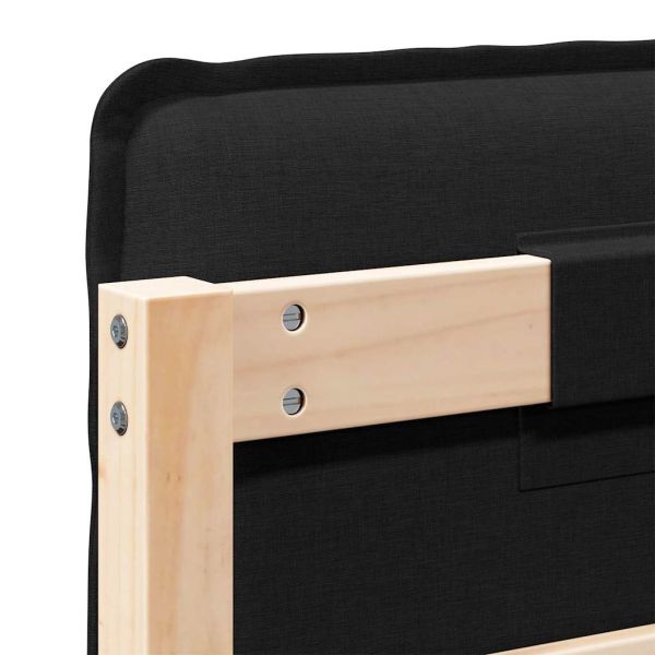 Тапицирана табла Естествено и черно 120 cm Солидно борово дърво