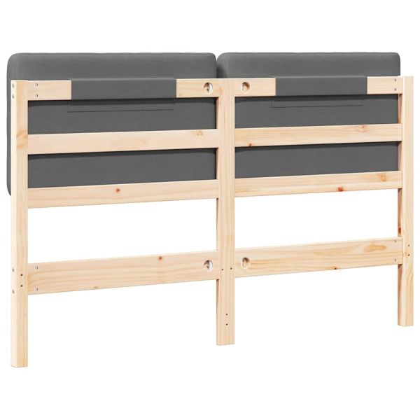 Тапицирана табла Кафяв и светло сив 135 cm Солидно борово дърво