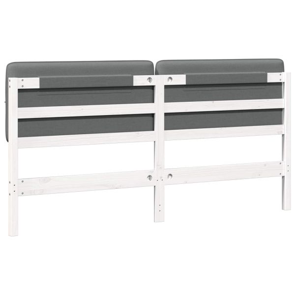 Тапицирана табла Бяло и светло сиво 200 cm Солидно борово дърво