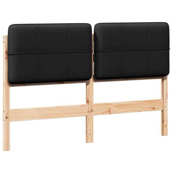 Тапицирана табла Кафяв и черен 140 cm Солидно борово дърво