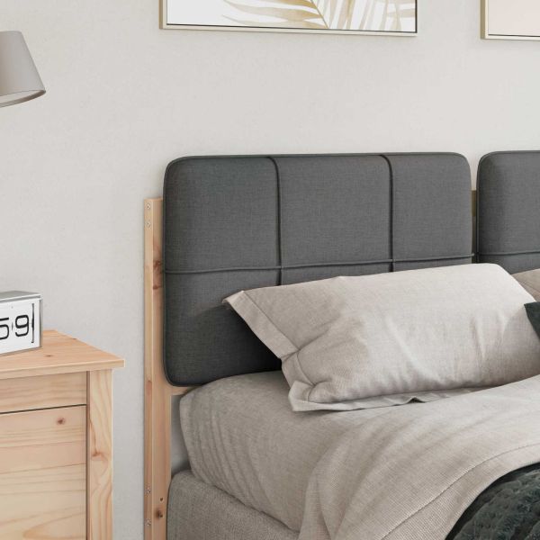 Тапицирана табла Кафяв и светло сив 135 cm Солидно борово дърво