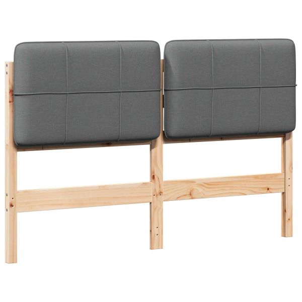 Тапицирана табла Кафяв и светло сив 120 cm Солидно борово дърво