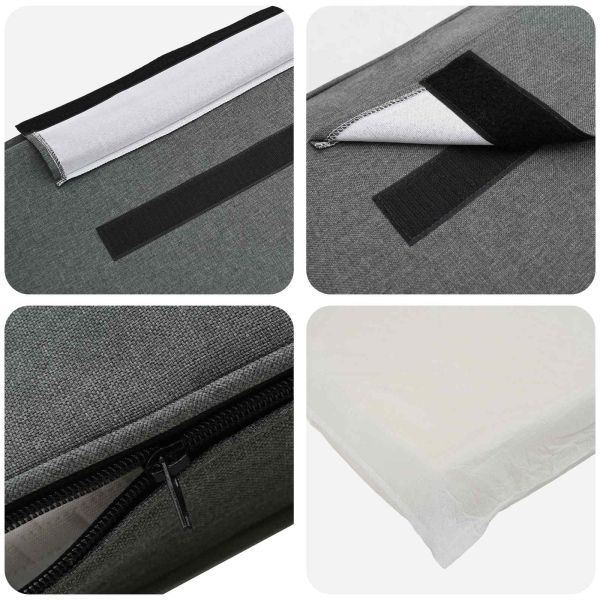 Тапицирана табла Бяло и светло сиво 80 cm Солидно борово дърво