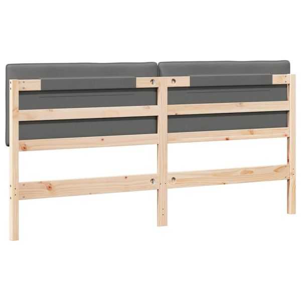 Тапицирана табла Кафяв и светло сив 200 cm Солидно борово дърво