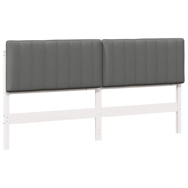 Тапицирана табла Бяло и светло сиво 200 cm Солидно борово дърво