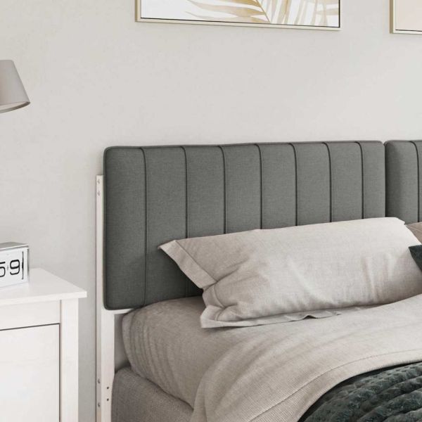 Тапицирана табла Бяло и светло сиво 200 cm Солидно борово дърво