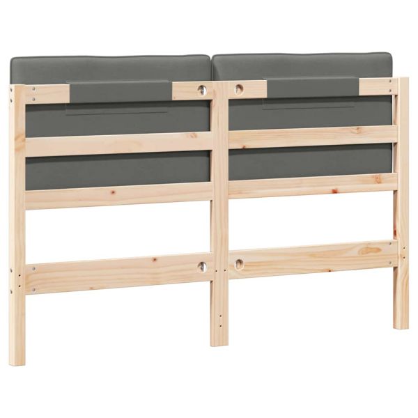 Тапицирана табла Кафяв и светло сив 140 cm Солидно борово дърво