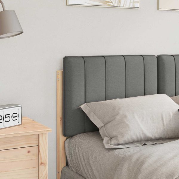 Тапицирана табла Кафяв и светло сив 120 cm Солидно борово дърво