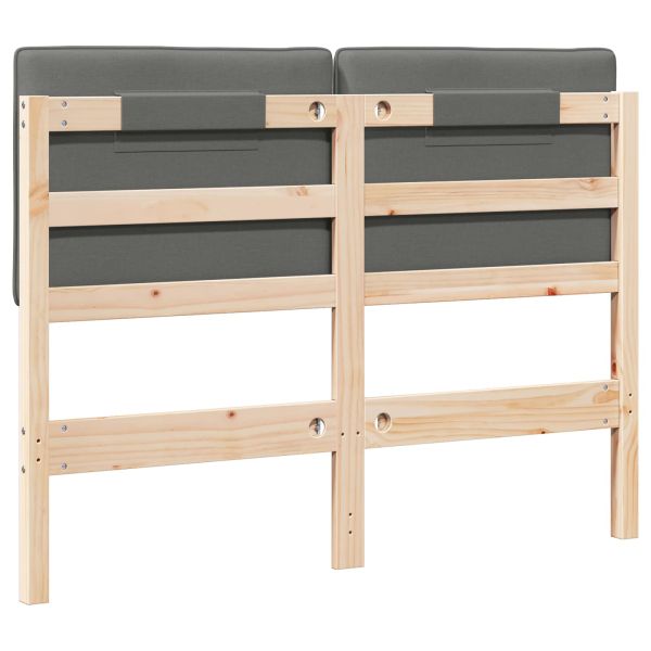 Тапицирана табла Кафяв и светло сив 120 cm Солидно борово дърво